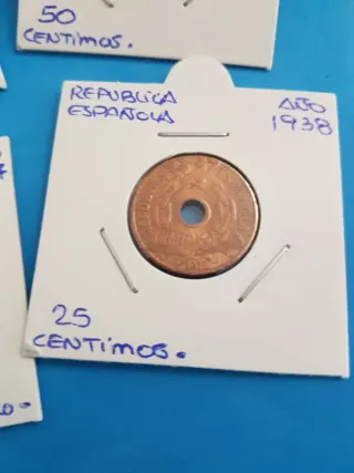 Lote monedas República Española 1937-1938