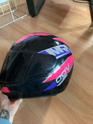 Casco Moto AGV Negro Rosa Azul