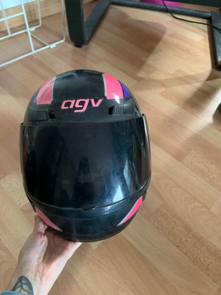Casco Moto AGV Negro Rosa Azul