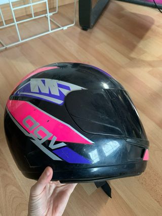 Casco Moto AGV Negro Rosa Azul