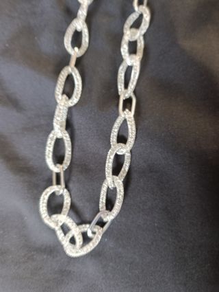 Collar Eslabones Plata Efecto Cristal Nuevo