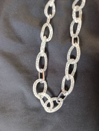 Collar Eslabones Plata Efecto Cristal Nuevo