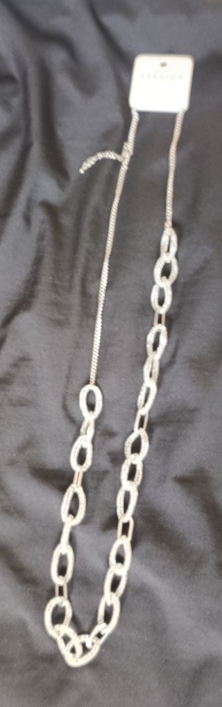 Collar Eslabones Plata Efecto Cristal Nuevo