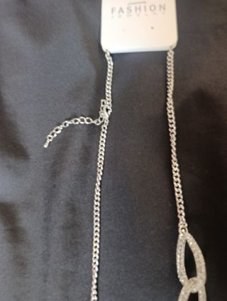 Collar Eslabones Plata Efecto Cristal Nuevo