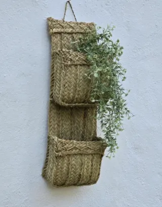 Macetero Doble Esparto Natural Estilo Boho