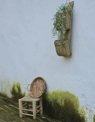 Macetero Doble Esparto Natural Estilo Boho