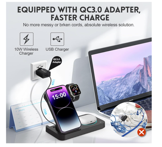 Stazione Ricarica Wireless 3 in 1 15W