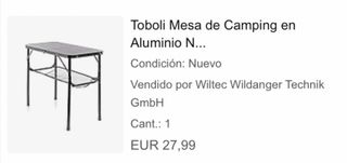 Mesa Camping Aluminio Plegable Toboli