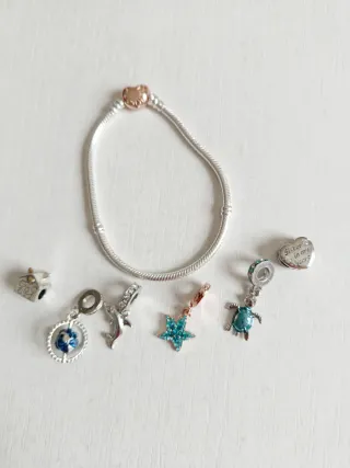 Pulsera Plata Ley Imitación Pandora 20cm