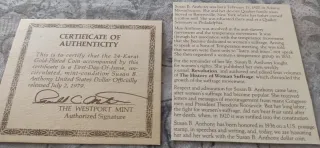 Moneda Dólar Susan B. Anthony 1979. Sin circular.