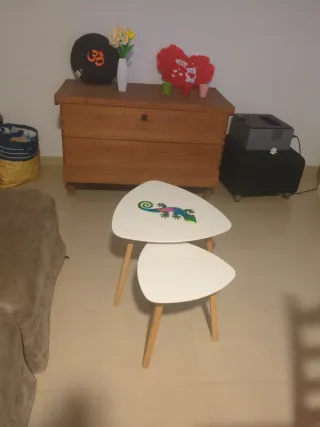 2 Mesitas Auxiliares Madera Blanca Nuevas