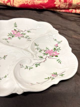 Entremesera Limoges porcelana flores rosas