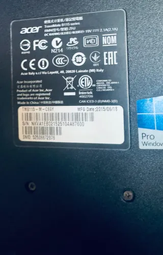 Acer TravelMate B115-M-W11 Portátil Negro