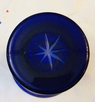 Calice Vetro Bohemia Blu Decorato Oro