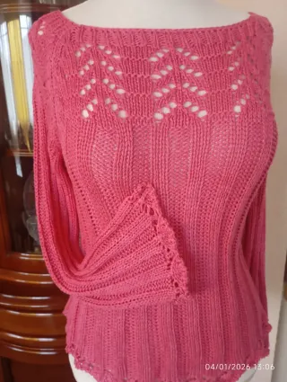 Jersey  de hilo calado , rosa,