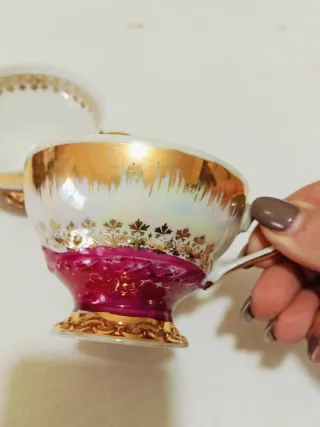 Tazze da tè Bavaria oro e rosso