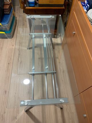 Mesa escritorio cristal con bandeja extraíble