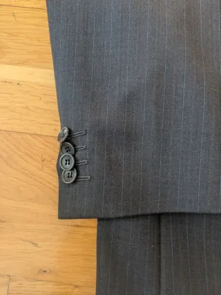 Traje de lana DUSTIN azul oscuro raya azul