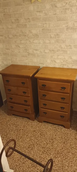 Mesitas de noche rústicas madera y forja