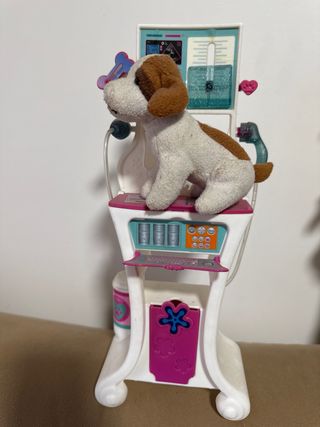 Nancy veterinaria con clínica y perro