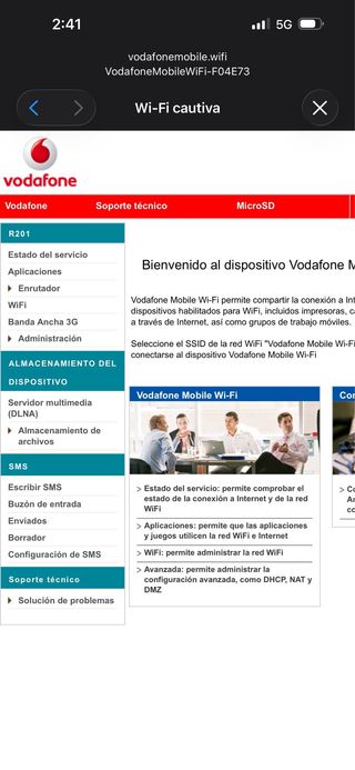 Mini Router WiFi Vodafone R201 + MicroSD