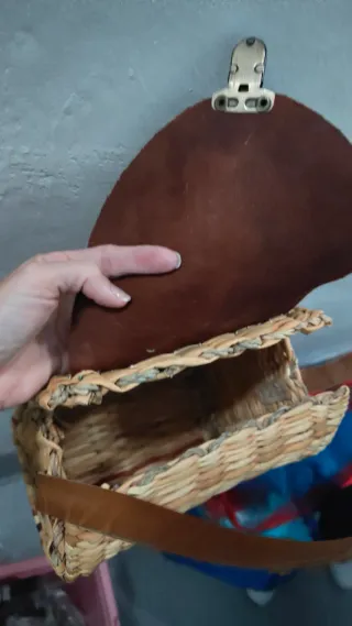 Bolso de paja y cuero