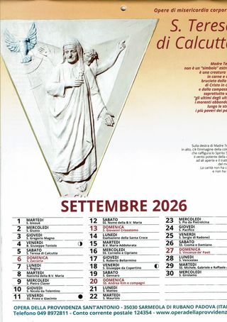 Calendario 2026 da parete religioso La Provvidenza