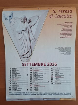 Calendario 2026 da parete religioso La Provvidenza