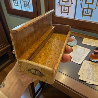 Plumier antico pietra decoro madreperla anni 20/30