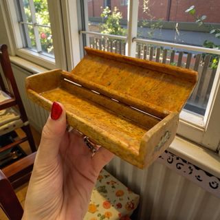 Plumier antico pietra decoro madreperla anni 20/30