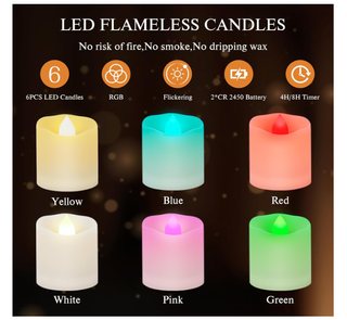 6 Candele LED RGB con Telecomando