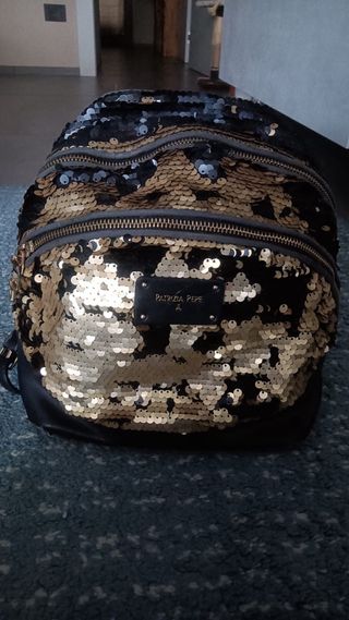 Zaino Patrizia Pepe paillettes nero/oro