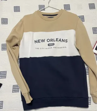 Sudadera Lefties Beige, Azul y Blanca Talla S