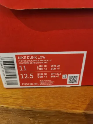 Nike Dunk Low Talla 45 Azul Blanco