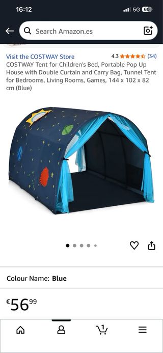 Tienda de campaña infantil espacio