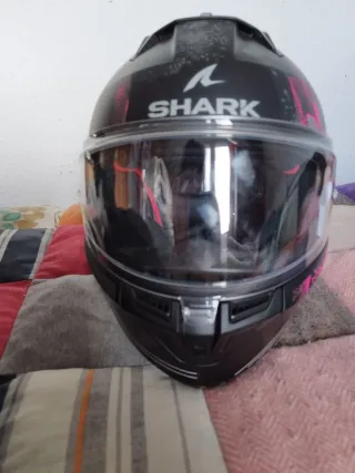 Casco Moto SHARK Negro Rosa