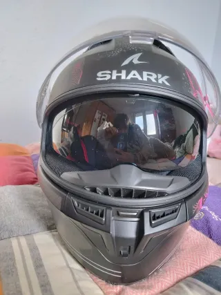 Casco Moto SHARK Negro Rosa