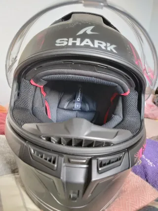 Casco Moto SHARK Negro Rosa