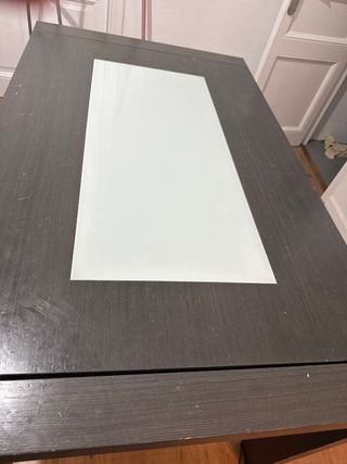 Mesa comedor extensible madera y cristal