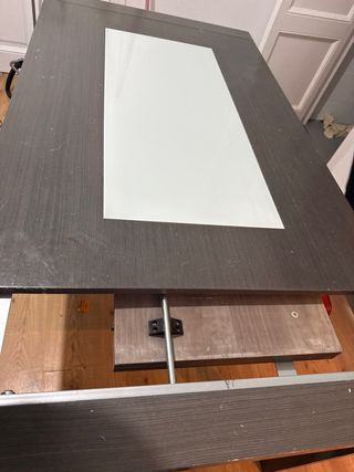 Mesa comedor extensible madera y cristal