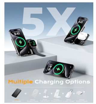 Powerbank Magnetico 5000mAh 3-in-1 15W Qi2v