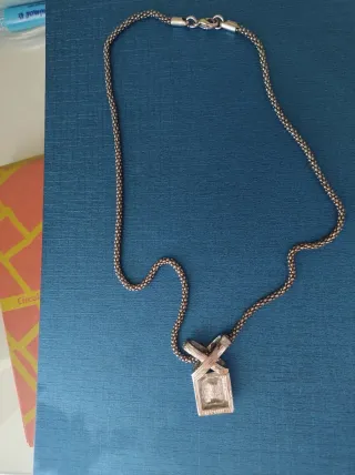 Collar gargantilla colgante de Plata y Piedra Mora