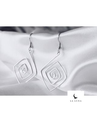 Pendientes dorados boho espiral cuadrado vintage