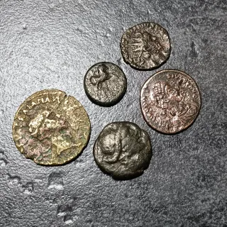 5 Monete Romane e Greche  IV°sec aC / IV°sec dC