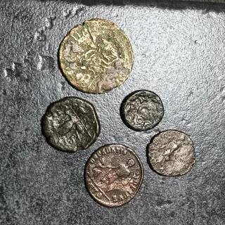 5 Monete Romane e Greche  IV°sec aC / IV°sec dC
