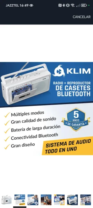 KLIM Boombox Radiocasete AM/FM Blanco