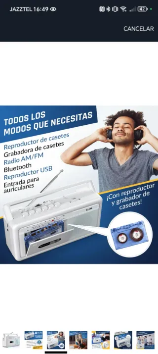 KLIM Boombox Radiocasete AM/FM Blanco