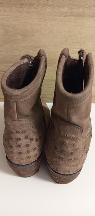 Botines Cowboy Zara Ante Marrón Talla 37