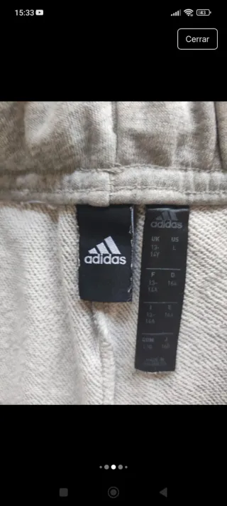 Pantalón corto Adidas niño gris