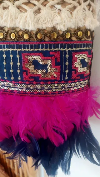 Bolso Capazo Boho con Flecos y Plumas